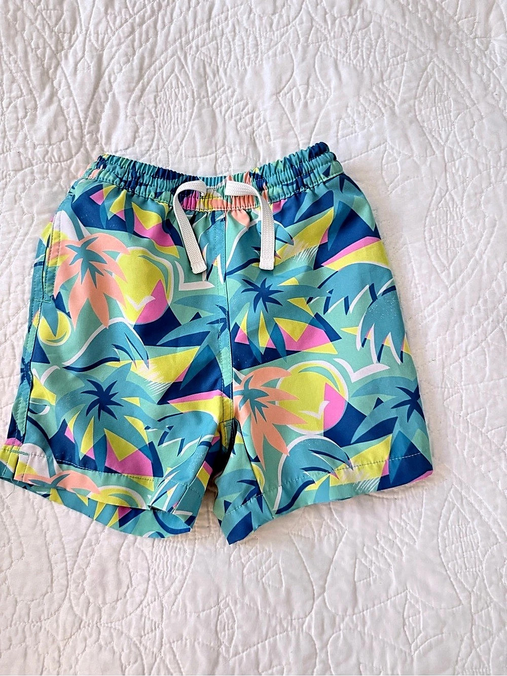 Chubbies Kids Small Geometric Swim Trunks Blue & Multicolor Small